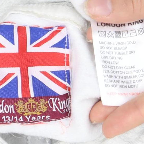 London King Boys Hoodie 13-14 Years White Graphic Pullover