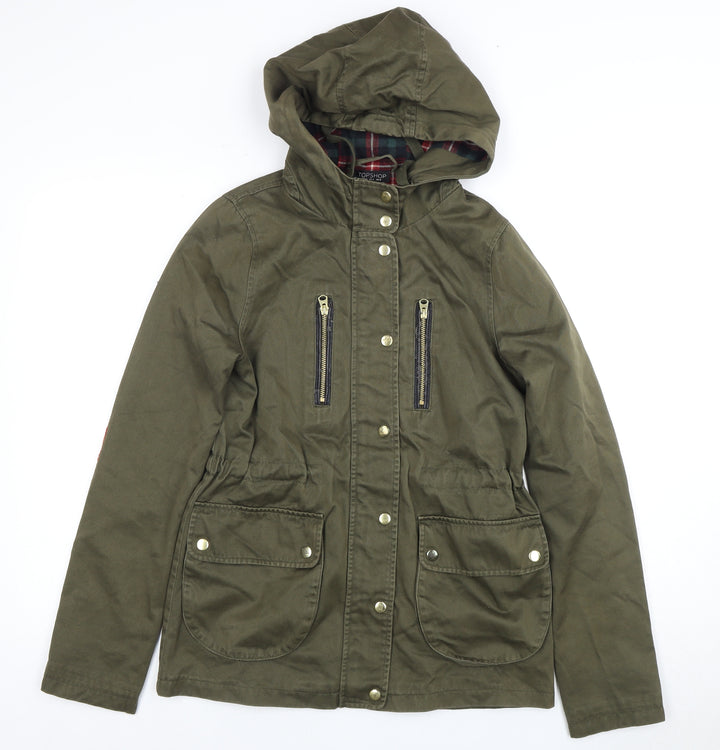 Topshop Women's Green Parka Jacket, Size 8, Casual Style