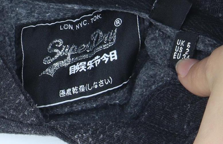 Superdrys Women's Black Glitter Logo Pullover Hoodie M