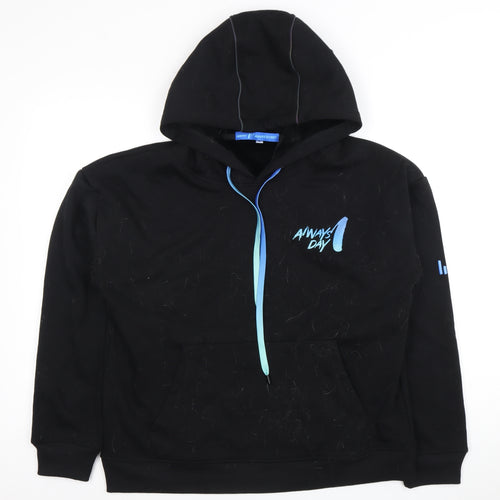Black Graphic Print Hoodie, Small, Hooded, Very Good
