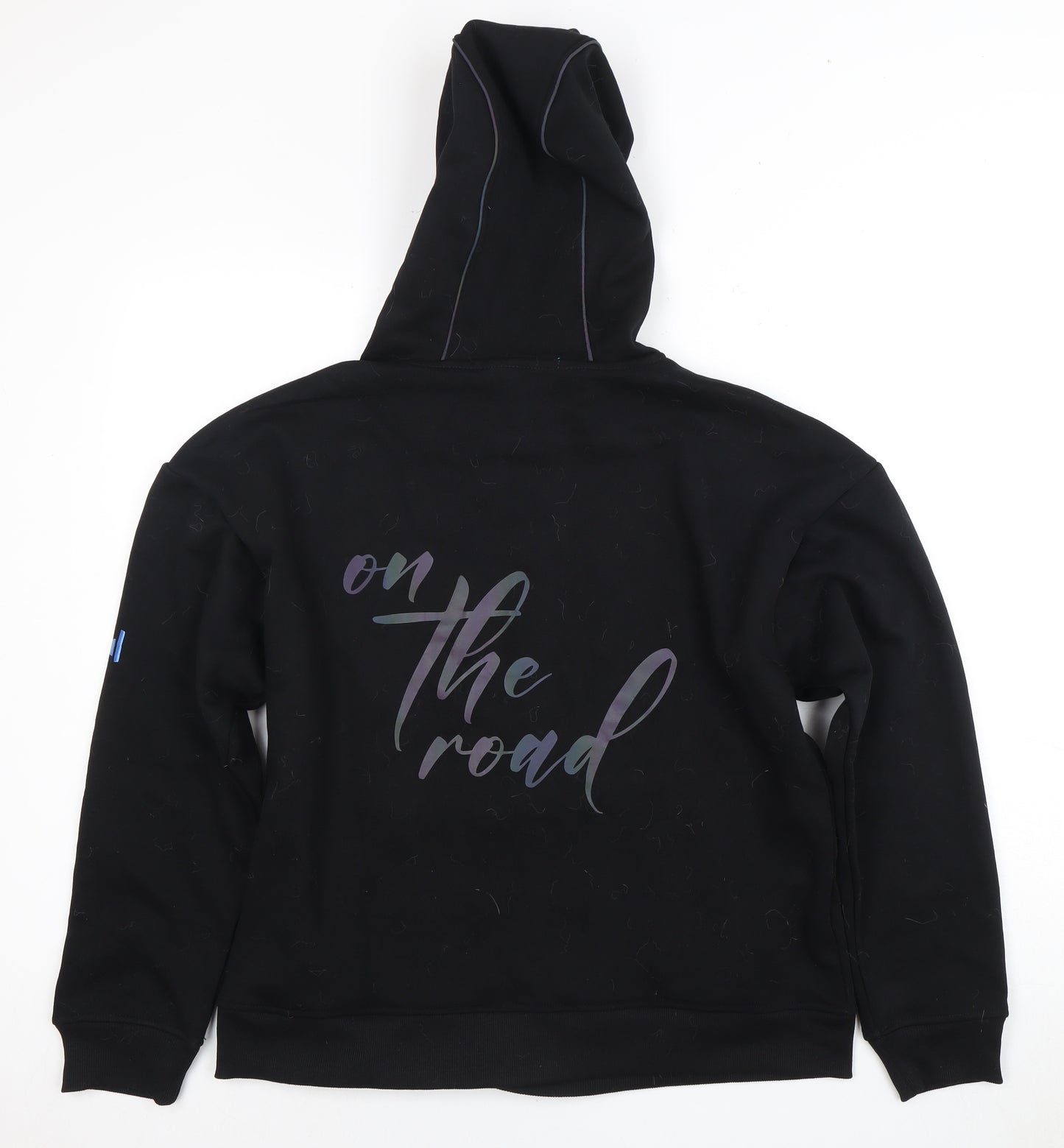 Black Graphic Print Hoodie, Small, Hooded, Very Good