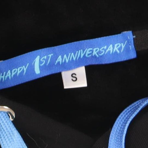 Black Graphic Print Hoodie, Small, Hooded, Very Good