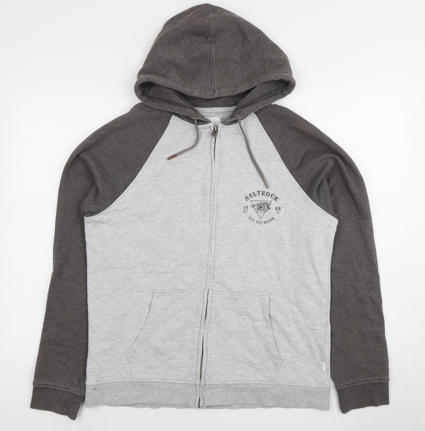 Saltrock Men's Grey Skull Full Zip Hoodie