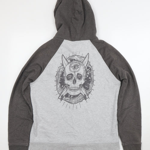 Saltrock Men's Grey Skull Full Zip Hoodie