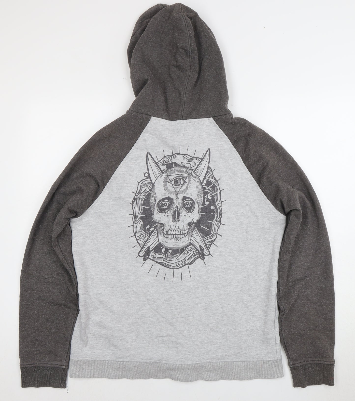 Saltrock Men's Grey Skull Full Zip Hoodie