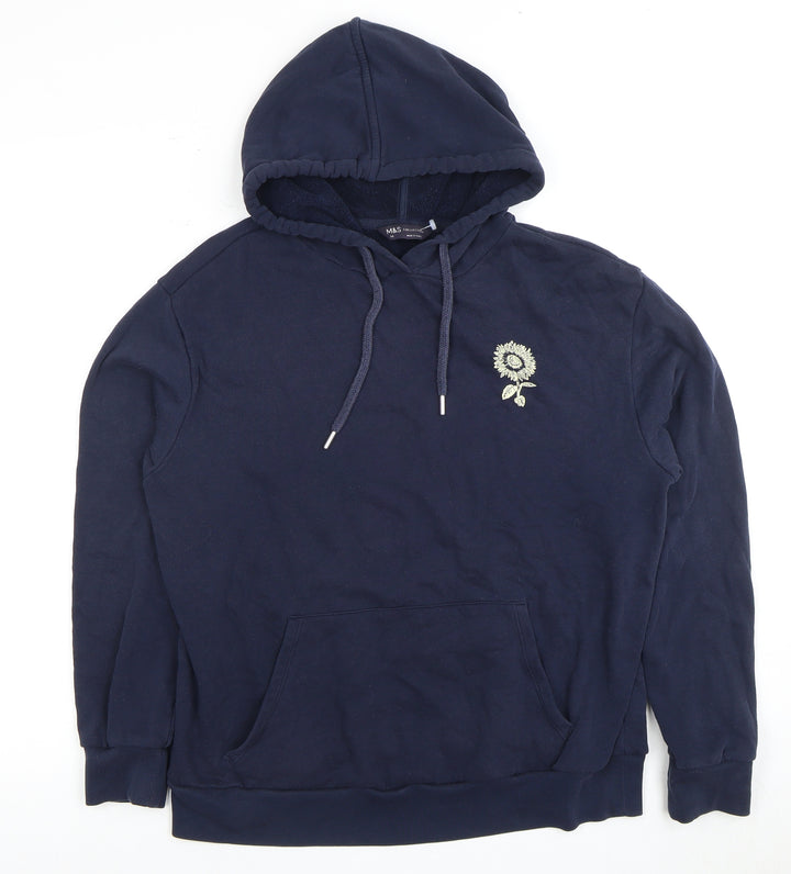 Marks and Spencer Blue Pullover Hoodie, Unisex, Size 14