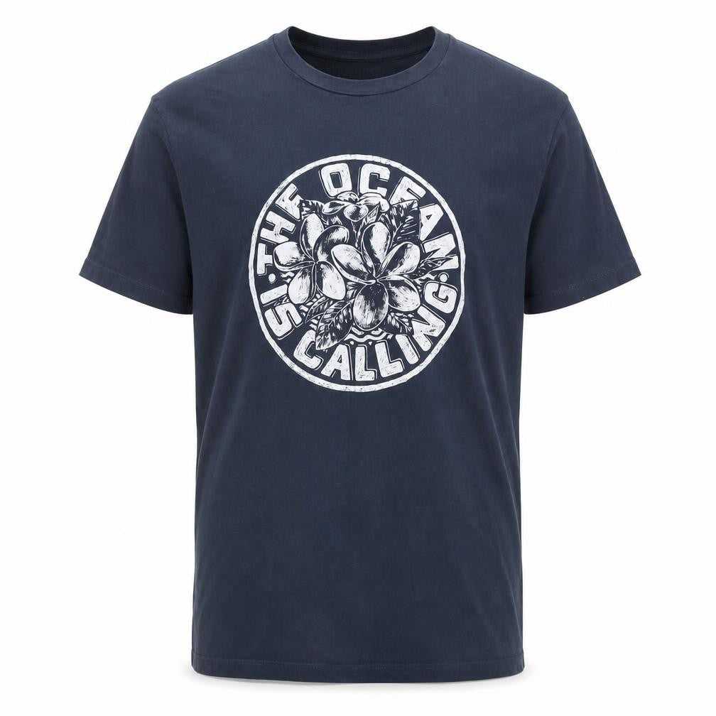 Front view of Jack & Jones Men's Blue Graphic Print T-Shirt, size S