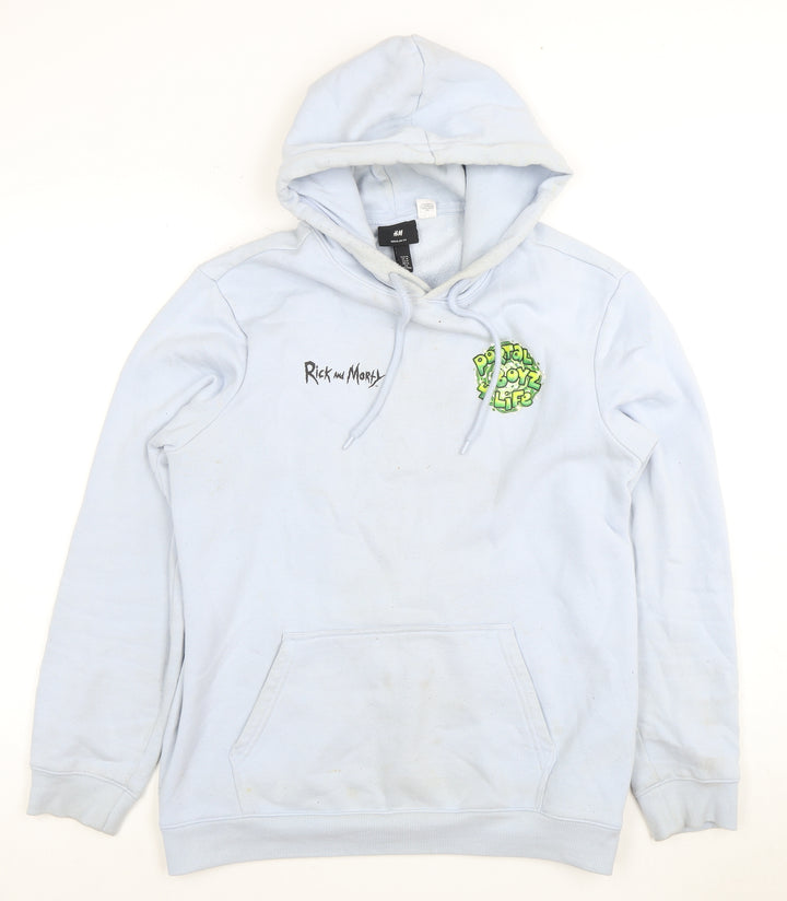 H&M Men's Blue 'Rick and Morty' Graphic Hoodie M