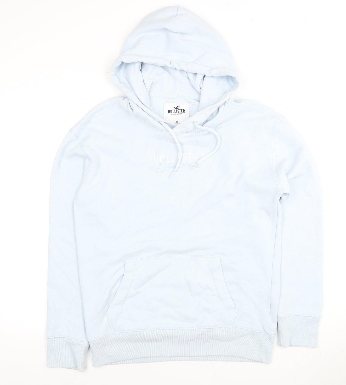Hollister Men's Blue XS Pullover Hoodie with Logo