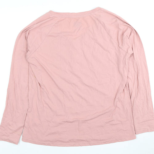 Animal Women's Pink Cotton Henley Button-Up Top Size 14
