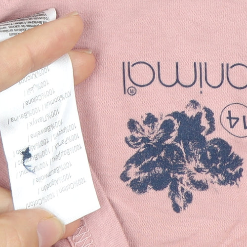 Animal Women's Pink Cotton Henley Button-Up Top Size 14