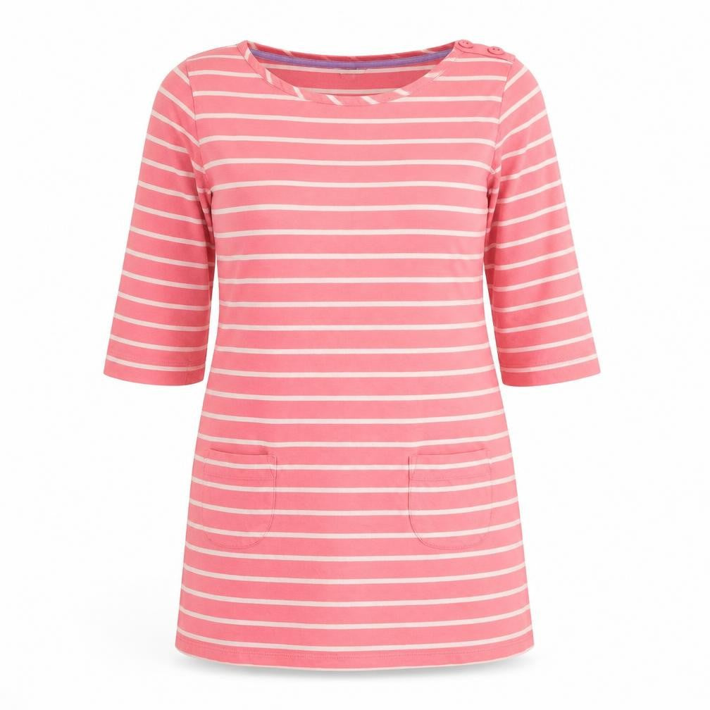 Front view of Boden Women's Pink Striped Tunic, size 12