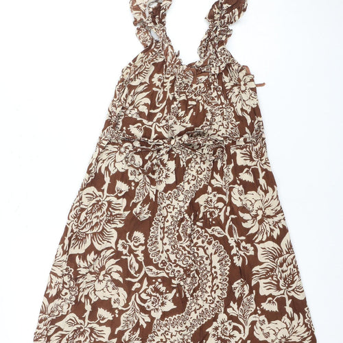ASOS Women's Brown Floral Halter Dress Size 10