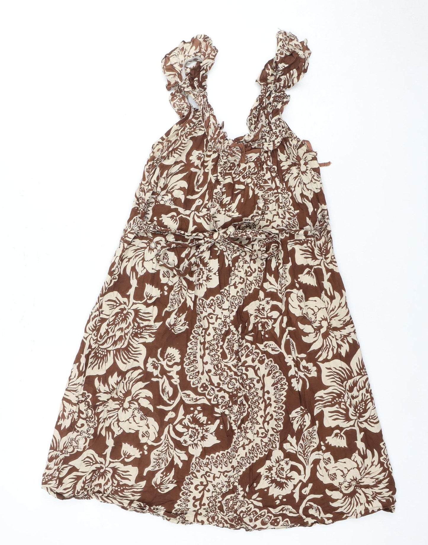 ASOS Women's Brown Floral Halter Dress Size 10