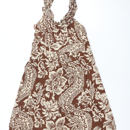 ASOS Women's Brown Floral Halter Dress Size 10