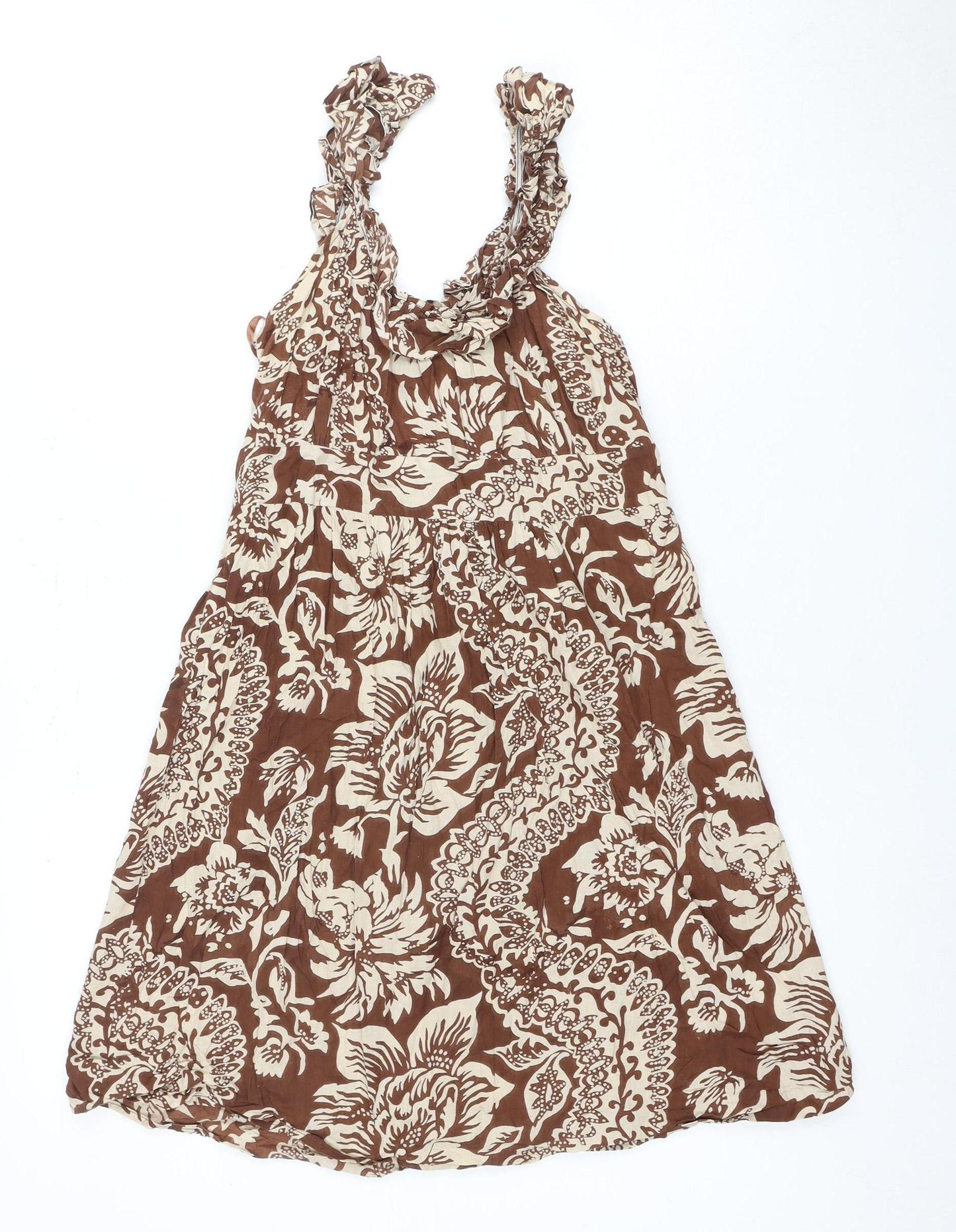 ASOS Women's Brown Floral Halter Dress Size 10