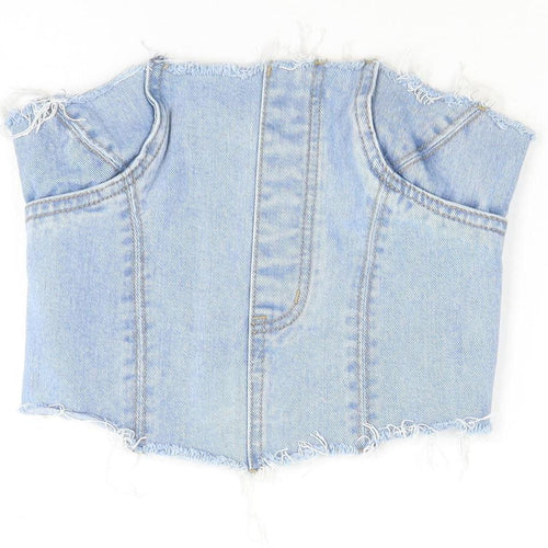 PrettyLittleThing Women's Blue Cropped Denim Corset