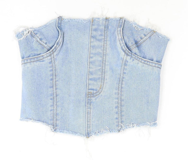 PrettyLittleThing Women's Blue Cropped Denim Corset