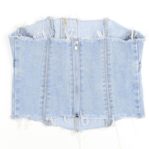 PrettyLittleThing Women's Blue Cropped Denim Corset