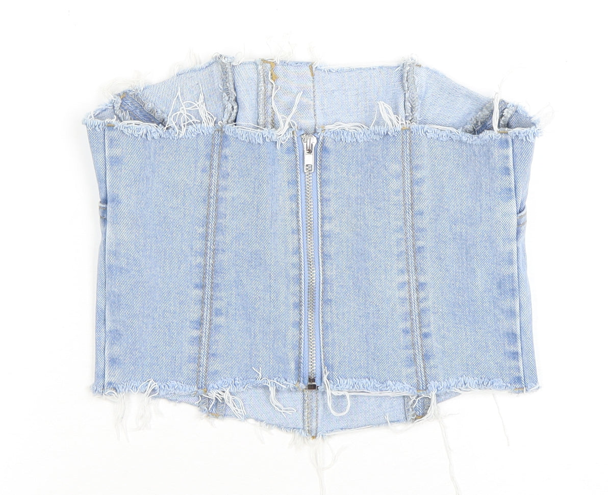 PrettyLittleThing Women's Blue Cropped Denim Corset