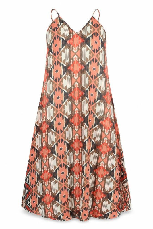 Front view of Boohoo Women's Multicoloured Geometric Dress, size 12