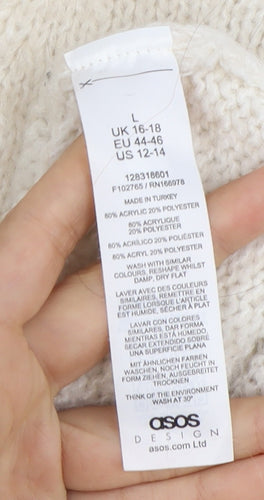 ASOS DESIGN Women's Ivory Pullover Jumper L