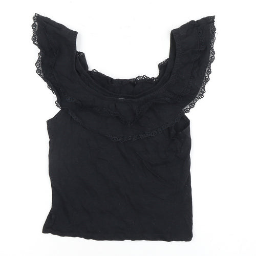 Brave Soul Women's Black Ruffle Accented Top - Size S