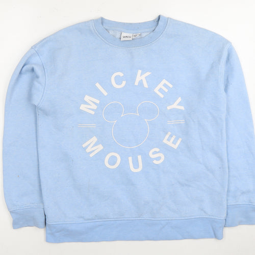 Disney Women’s Blue Mickey Mouse Crew Neck Sweatshirt 2XS