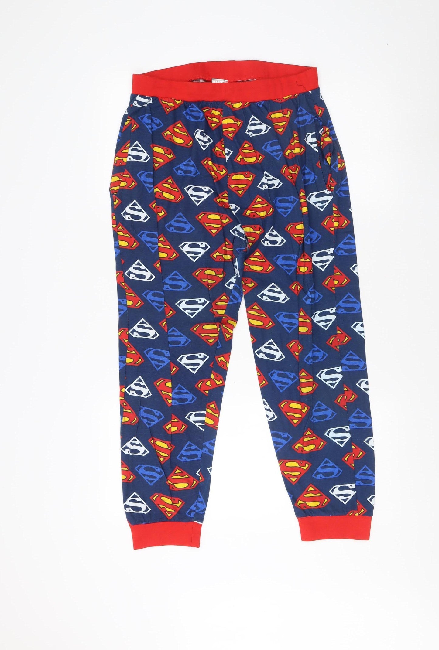Men's Blue Superman Pyjama Pants L - Cotton Graphic