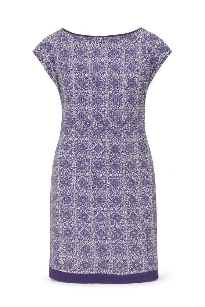 Front view of White Stuff Women’s Purple Shift Dress, size UK 8