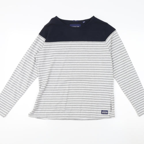 Superdry Women's Grey Blue Striped T-Shirt Size 10