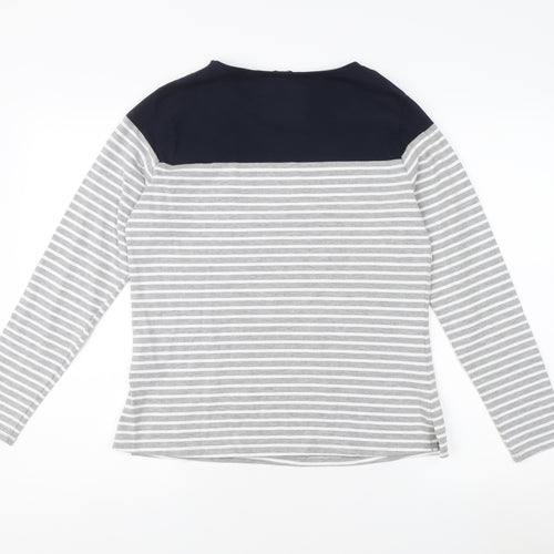 Superdry Women's Grey Blue Striped T-Shirt Size 10
