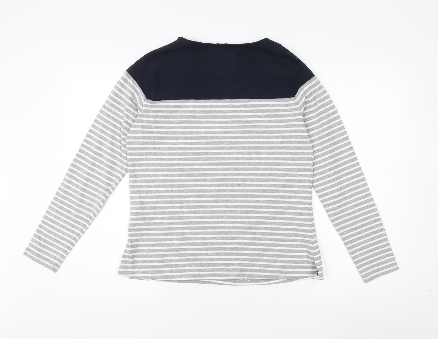 Superdry Women's Grey Blue Striped T-Shirt Size 10