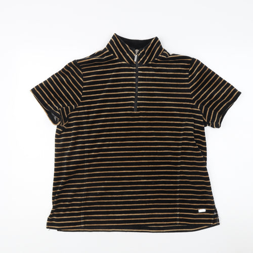 TIGI Women's Black Striped Polo Shirt, Size 14/16