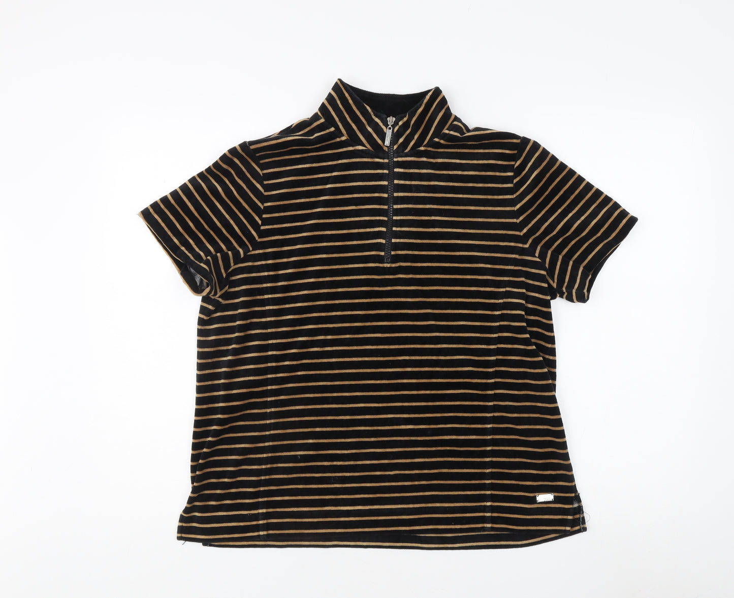 TIGI Women's Black Striped Polo Shirt, Size 14/16