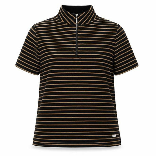 TIGI Women's Black Striped Polo Shirt, Size 14/16