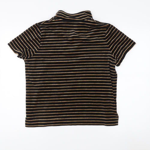 TIGI Women's Black Striped Polo Shirt, Size 14/16