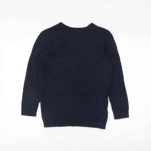 Laura Ashley Women's Blue V-Neck Knit Pullover Jumper Size 10