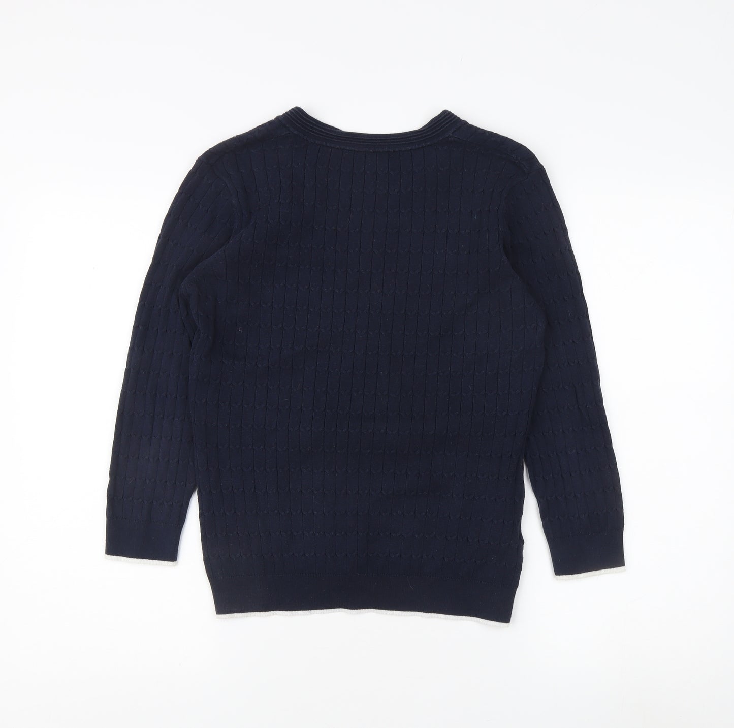 Laura Ashley Women's Blue V-Neck Knit Pullover Jumper Size 10