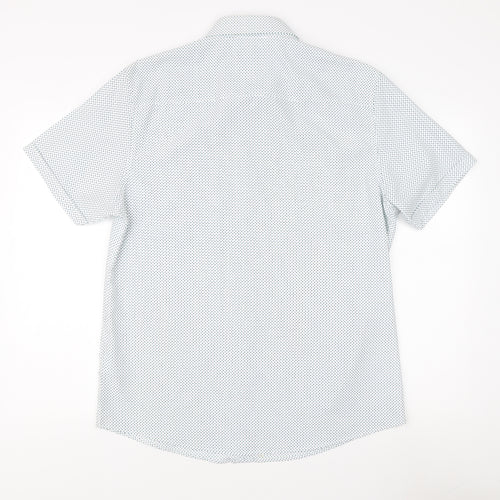 Thomas Nash Men's White Polka Dot Short Sleeve Shirt M
