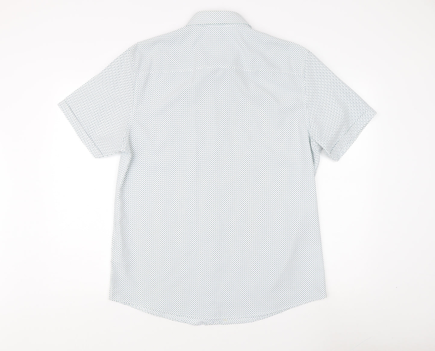 Thomas Nash Men's White Polka Dot Short Sleeve Shirt M