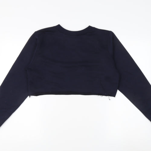 Boohoo Women's Blue Cropped Pullover Sweatshirt, UK 12