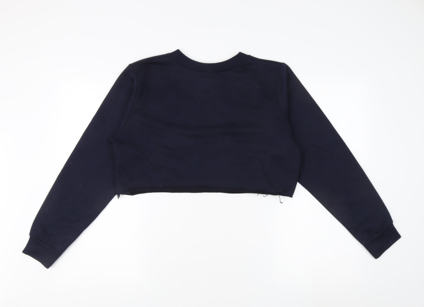 Boohoo Women's Blue Cropped Pullover Sweatshirt, UK 12