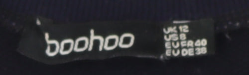 Boohoo Women's Blue Cropped Pullover Sweatshirt, UK 12