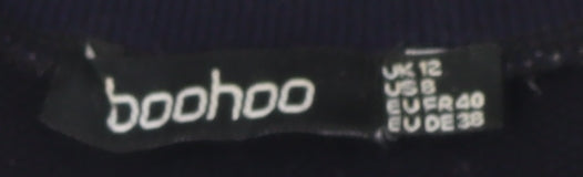 Boohoo Women's Blue Cropped Pullover Sweatshirt, UK 12