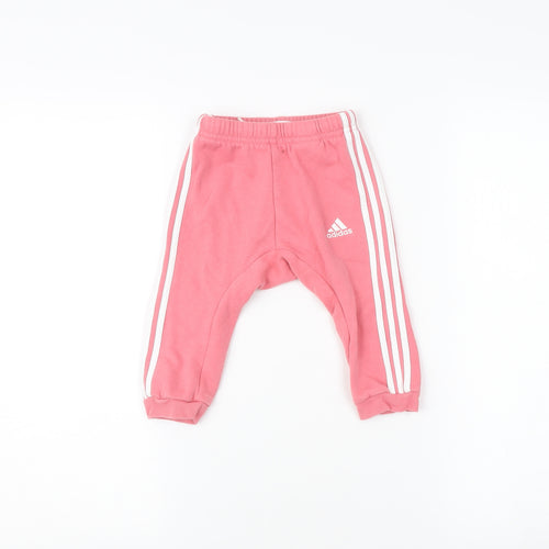 Adidas Pink Unisex Baby Jogger Trousers 9-12 Months