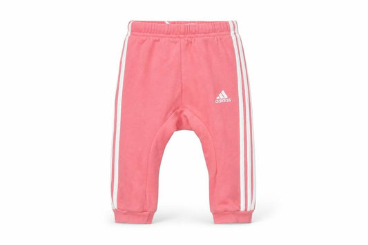 Front view of Adidas Pink unisex baby jogger trousers 9-12 months