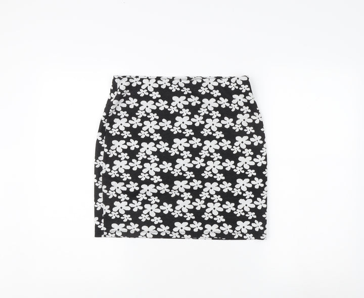 New Look Women's Black Floral Pencil Skirt Size 12