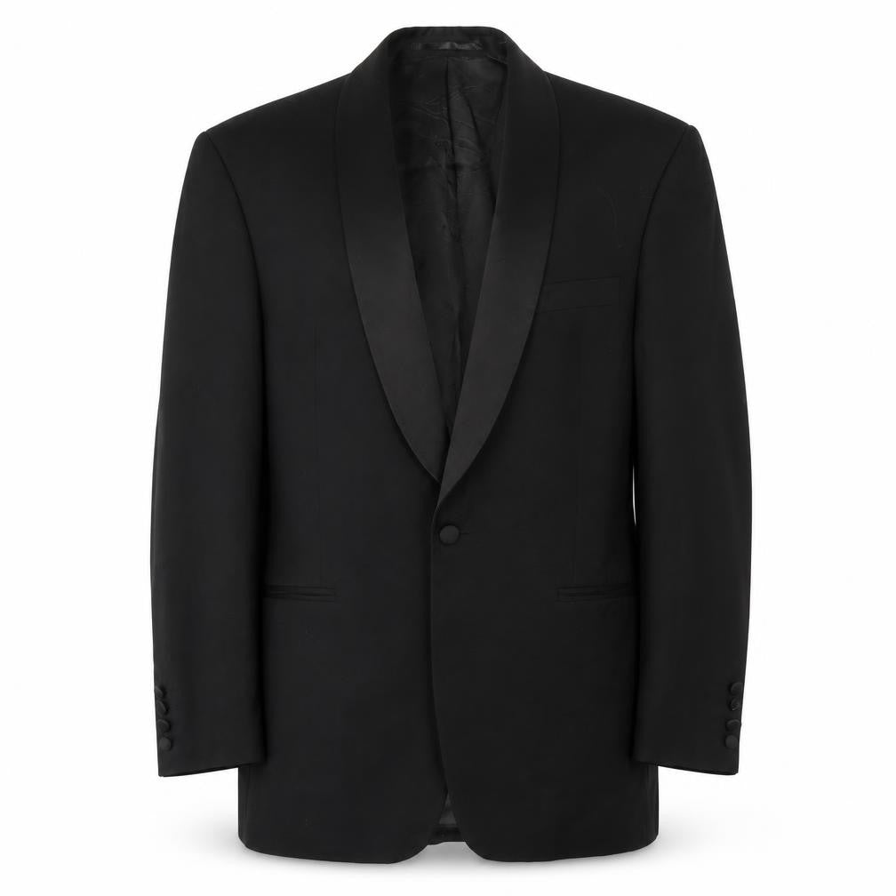 Front view of Pierre Cardin Men's Black Wool Tuxedo Blazer, size L, Formal