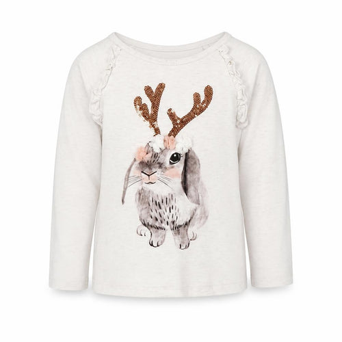 Mantaray Girls Ivory Rabbit T-Shirt 3-4 Years Sequin Accent